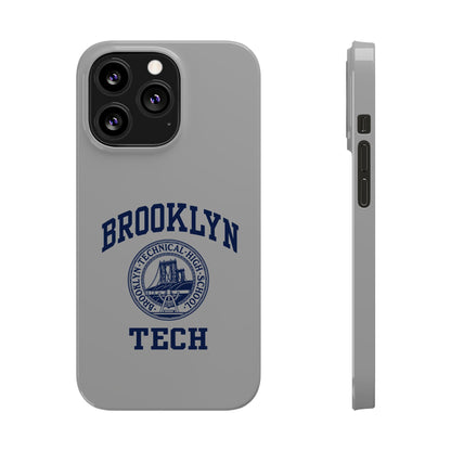 Brooklyn Tech Slim Phone Case - Grey with Navy-Blue Logo