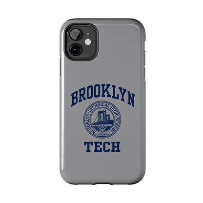 Classic Logo with Brooklyn Tech - Tough Phone Case - Grey with Navy-Blue graphics