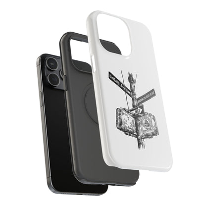 Dekalb Ave & Brooklyn Tech Pl (black graphic) - Impact-Resistant Phone Cases - White