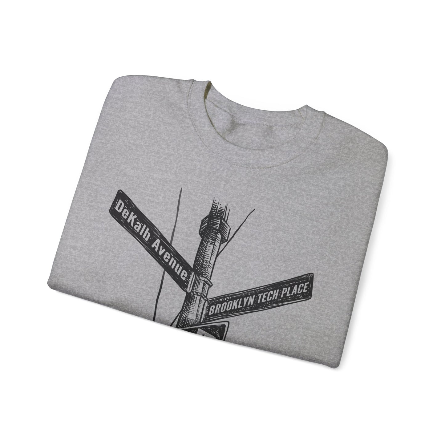 Boutique - Dekalb Ave & Brooklyn Tech Pl - Men's Heavy Blend Crewneck Sweatshirt - Black Graphic