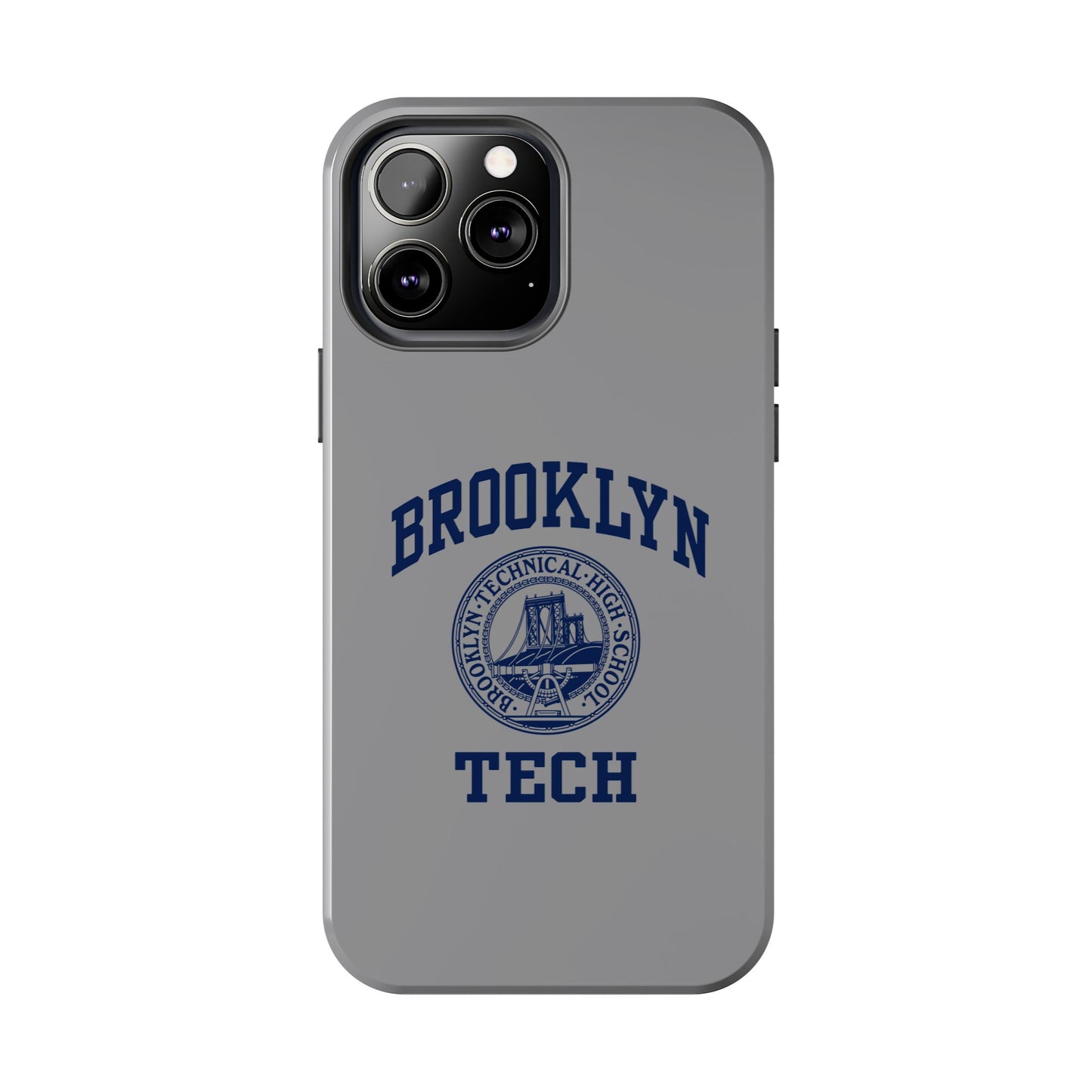 Classic Logo with Brooklyn Tech - Tough Phone Case - Grey with Navy-Blue graphics