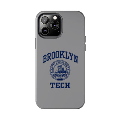 Classic Logo with Brooklyn Tech - Tough Phone Case - Grey with Navy-Blue graphics