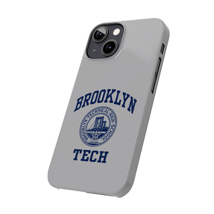 Brooklyn Tech Slim Phone Case - Grey with Navy-Blue Logo