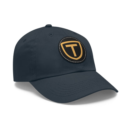 Shield With T Logo - Hat With Circular Leather Patch - Gold