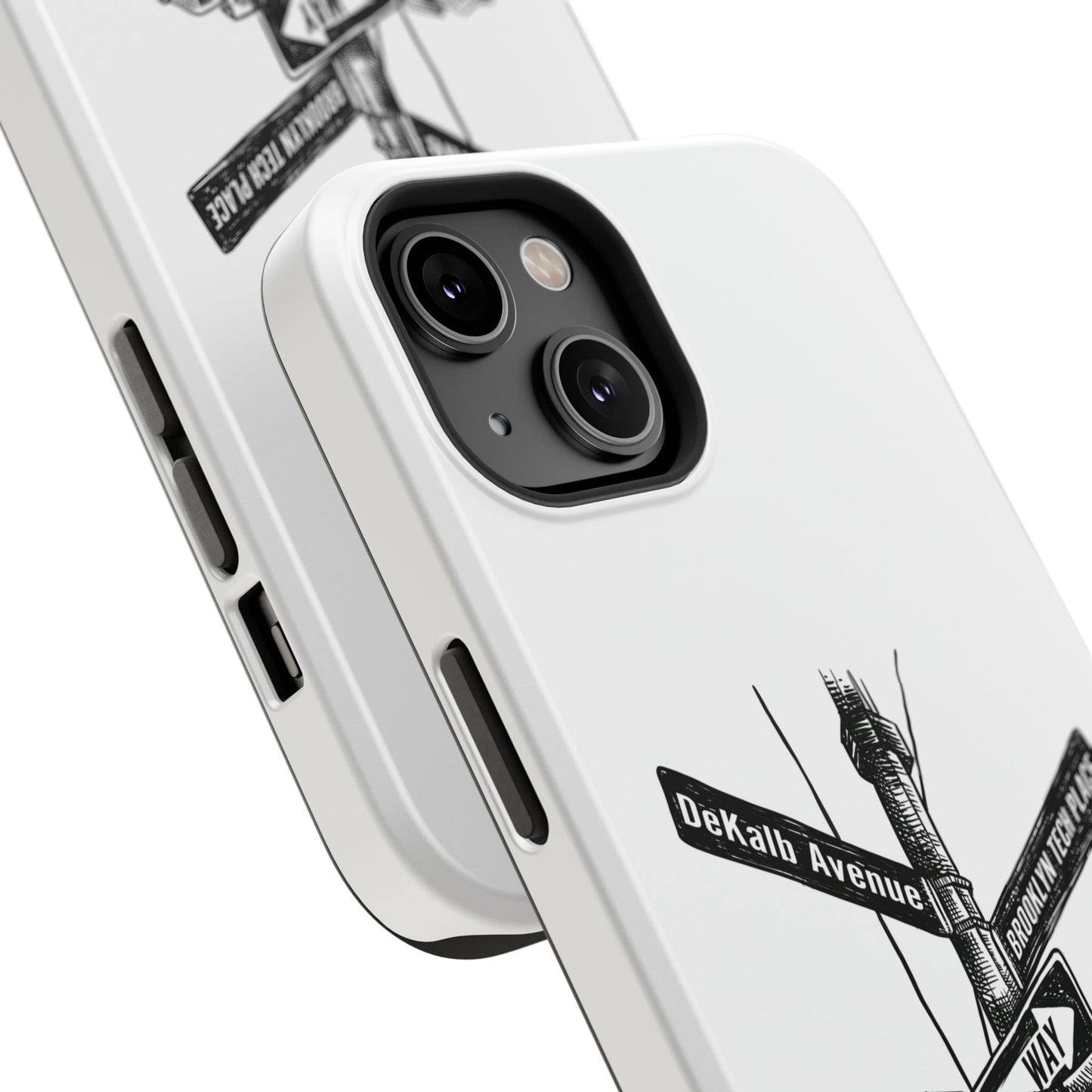 Dekalb Ave & Brooklyn Tech Pl (black graphic) - Impact-Resistant Phone Cases - White