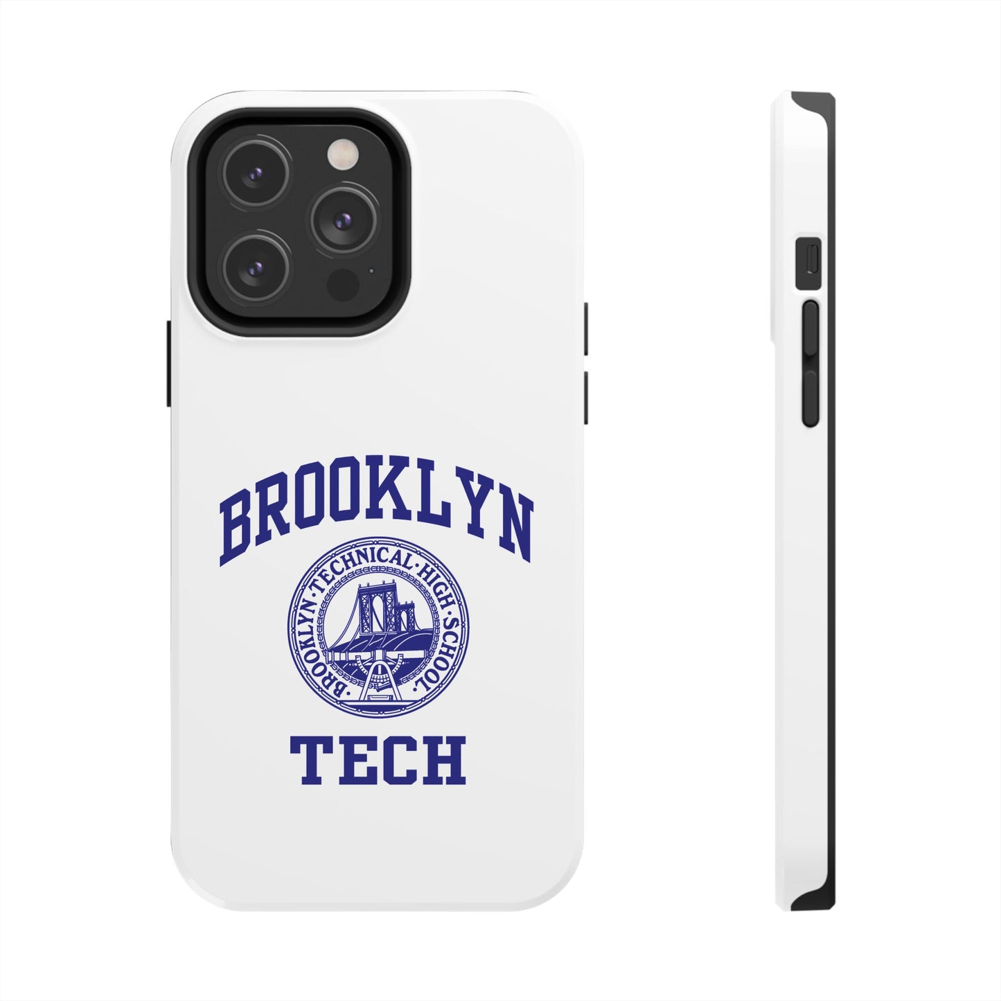 Brooklyn Tech Classic Logo - Tough Phone Cases - White With Navy-Blue Graphic
