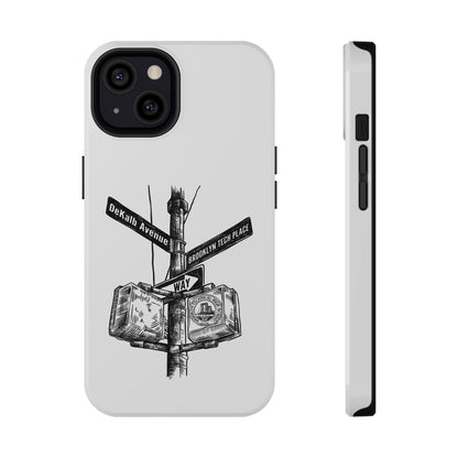 Dekalb Ave & Brooklyn Tech Pl (black graphic) - Impact-Resistant Phone Cases - White