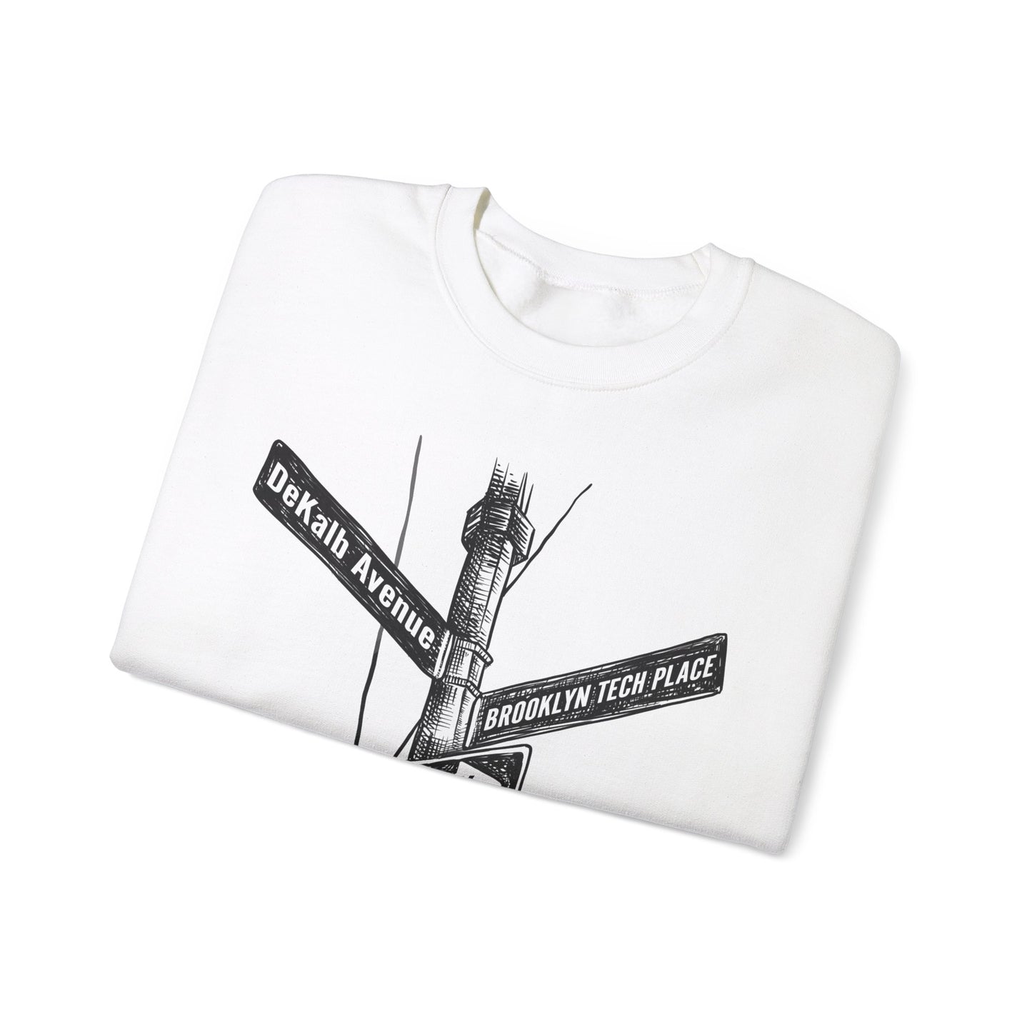 Boutique - Dekalb Ave & Brooklyn Tech Pl - Men's Heavy Blend Crewneck Sweatshirt - Black Graphic