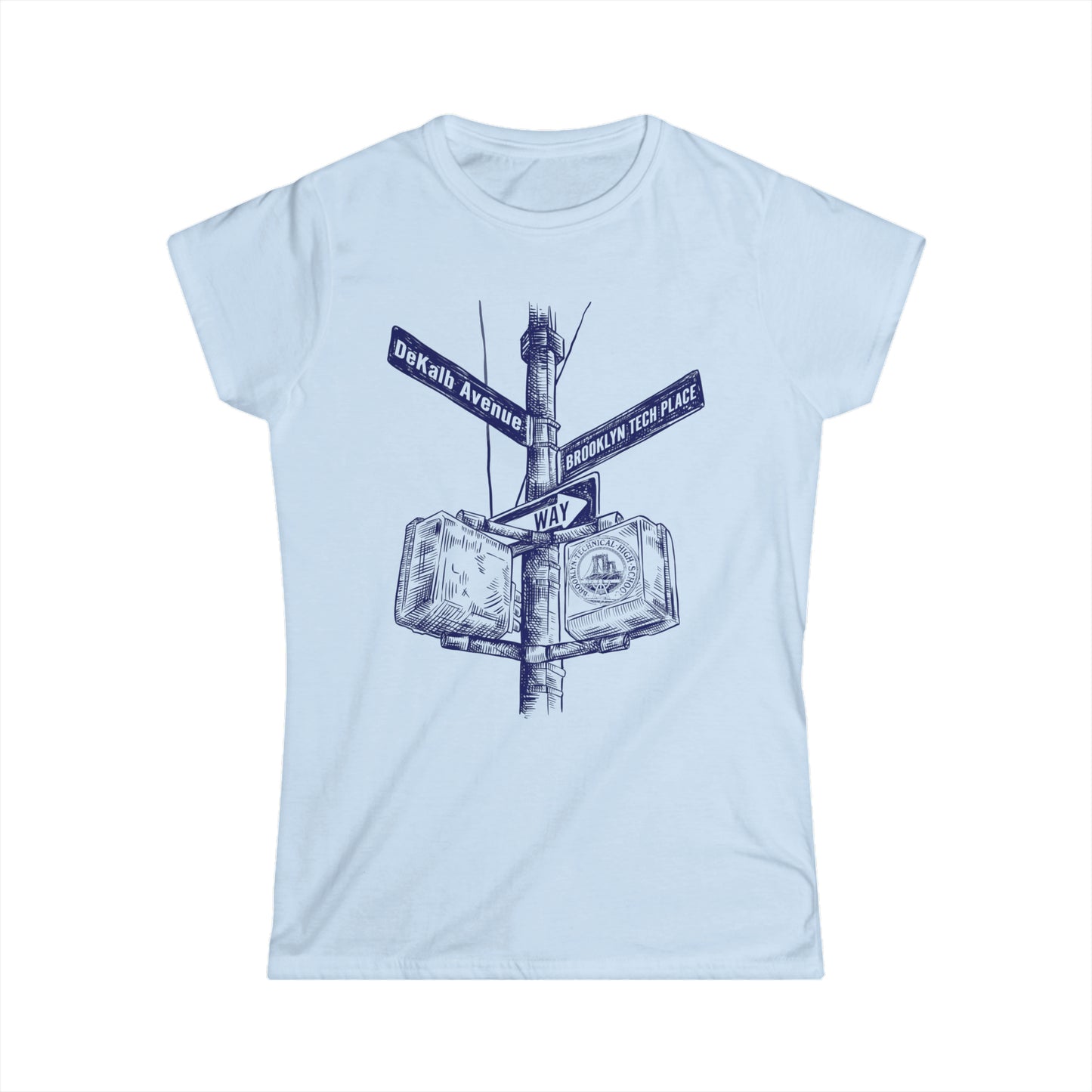 Boutique - Dekalb Ave & Brooklyn Tech Pl - Ladies Softstyle T-Shirt - (blue Graphic)