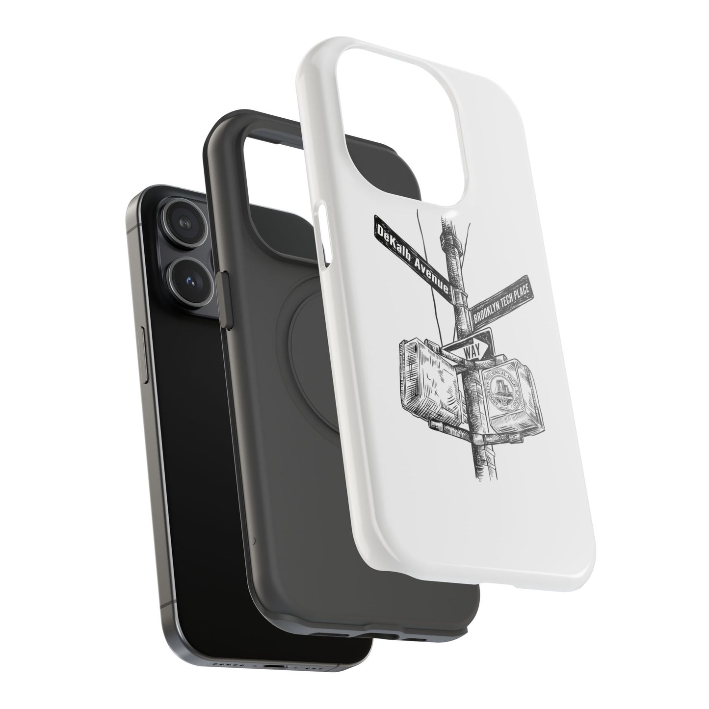 Dekalb Ave & Brooklyn Tech Pl - Impact-Resistant Phone Cases - White