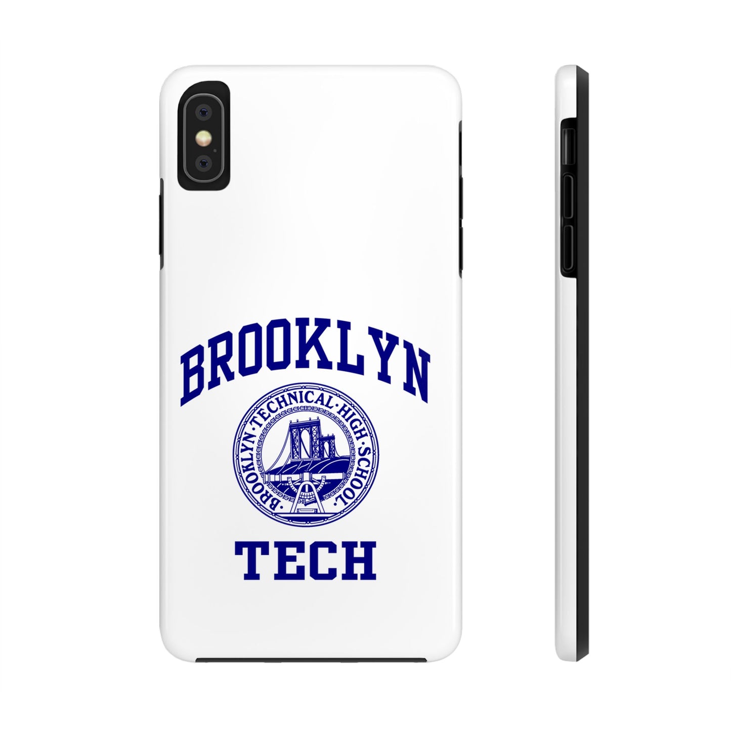Brooklyn Tech Classic Logo - Tough Phone Cases - White With Navy-Blue Graphic