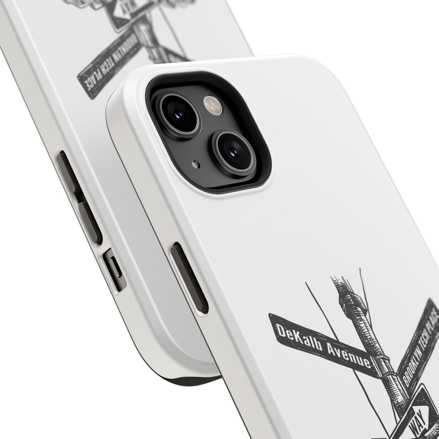 Dekalb Ave & Brooklyn Tech Pl (black graphic) - Impact-Resistant Phone Cases - White