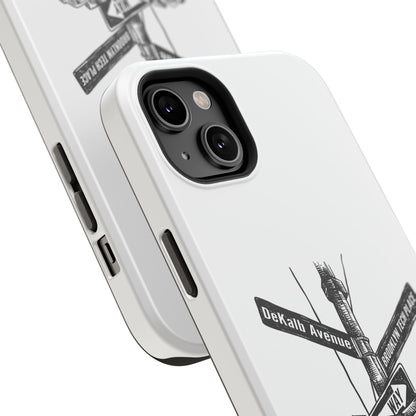 Dekalb Ave & Brooklyn Tech Pl (black graphic) - Impact-Resistant Phone Cases - White