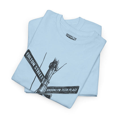 Boutique - Fulton St & Brooklyn Tech Pl - (Black Graphic) Men's Heavy Cotton T-Shirt