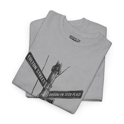 Boutique - Fulton St & Brooklyn Tech Pl - (Black Graphic) Men's Heavy Cotton T-Shirt