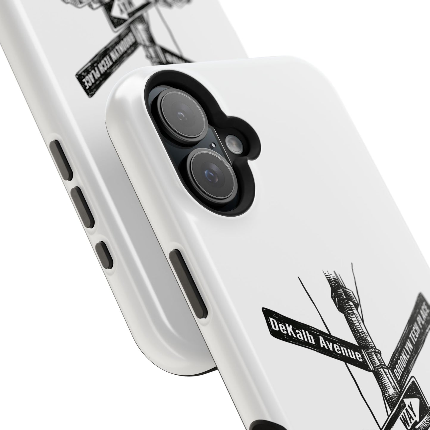 Dekalb Ave & Brooklyn Tech Pl (black graphic) - Impact-Resistant Phone Cases - White