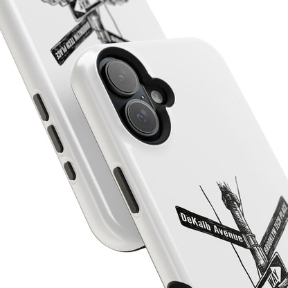 Dekalb Ave & Brooklyn Tech Pl (black graphic) - Impact-Resistant Phone Cases - White