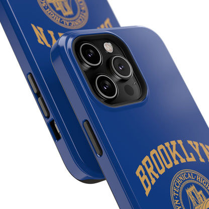 Brooklyn Tech Classic Logo - Impact-Resistant Phone Cases - Iphone Or Samsung - Navy With Gold Graphic
