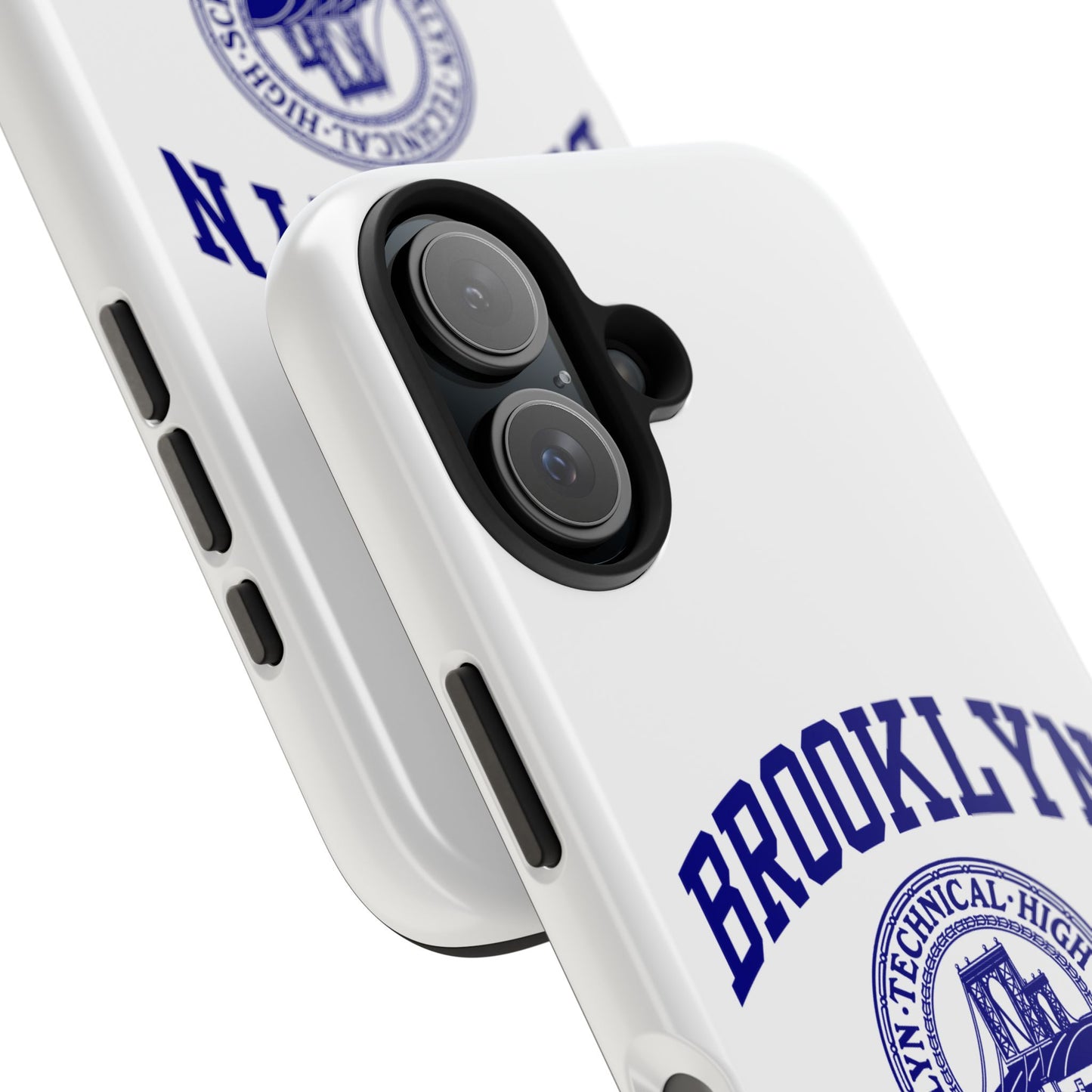 Brooklyn Tech Classic Logo - Tough Phone Cases - White with navy-blue graphic