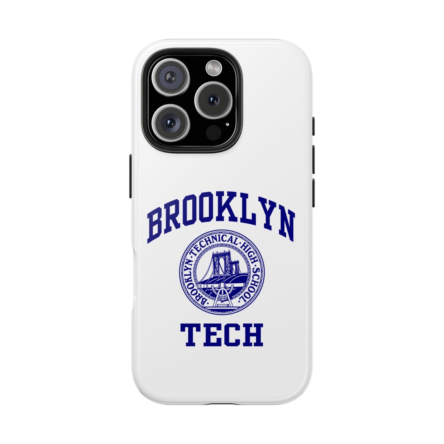 Brooklyn Tech Classic Logo - Tough Phone Cases - White with navy-blue graphic