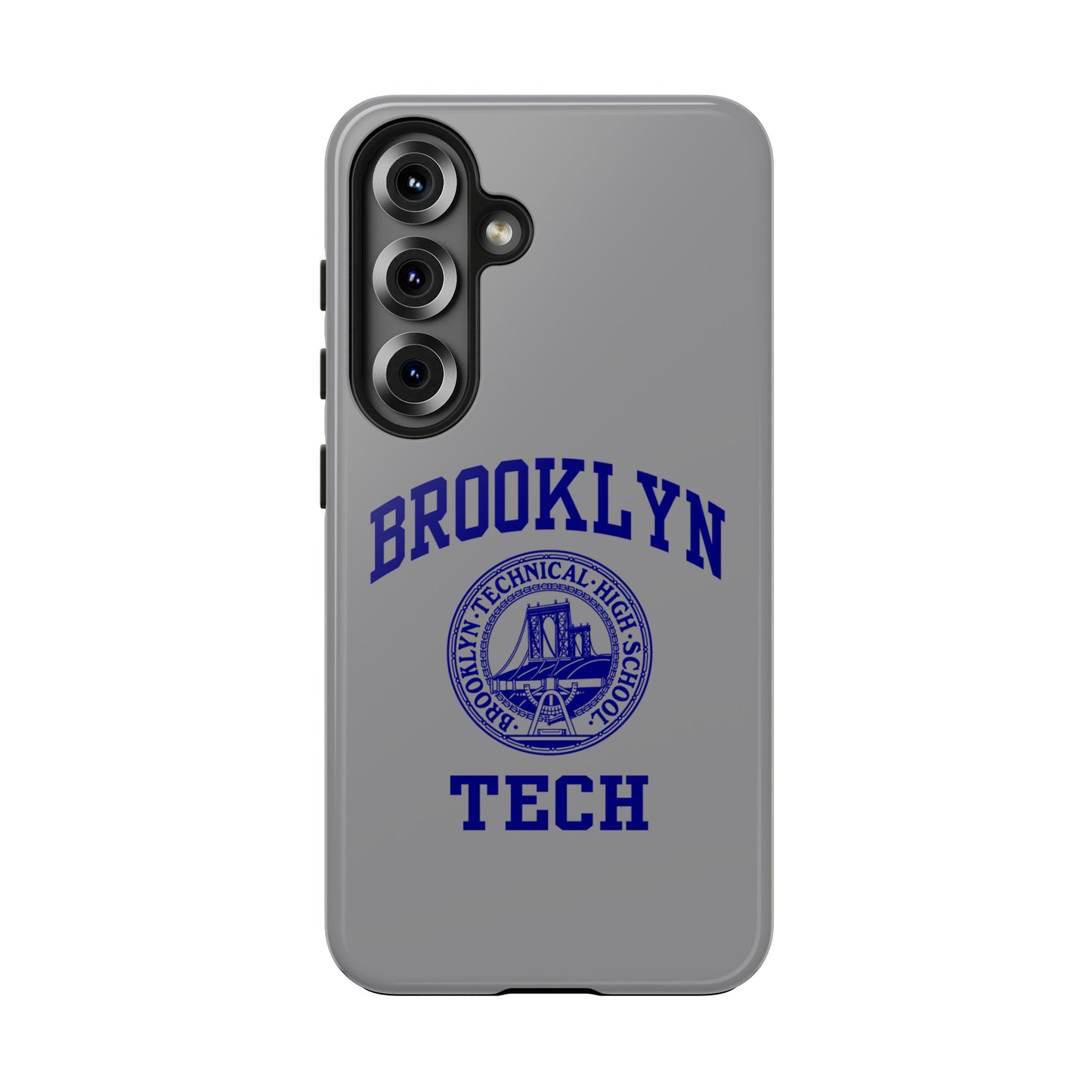 Brooklyn Tech Classic Logo - Tough Phone Case - Grey with Navy-Blue graphics