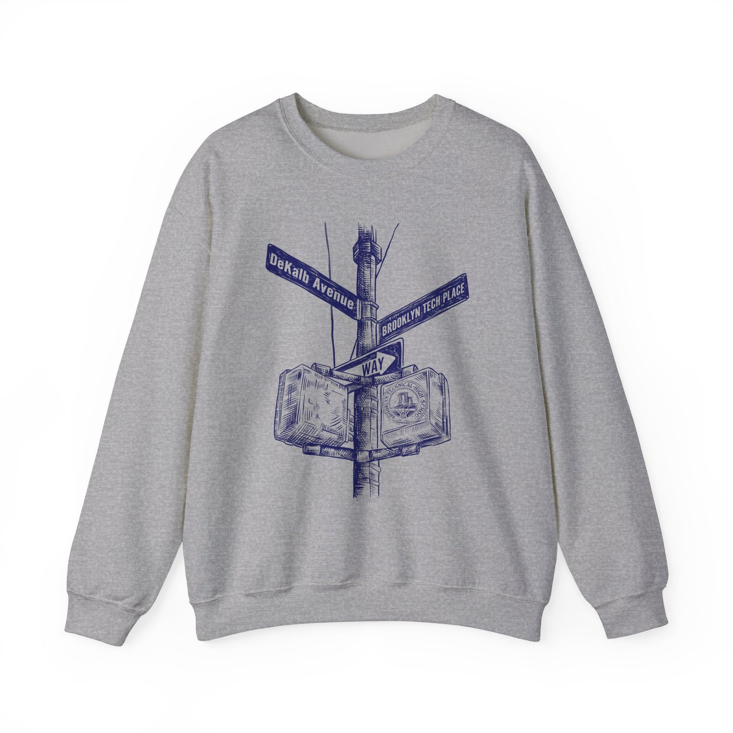 Boutique - Dekalb Ave & Brooklyn Tech Pl - (navy Graphic) Men's Heavy Blend™ Crewneck Sweatshirt