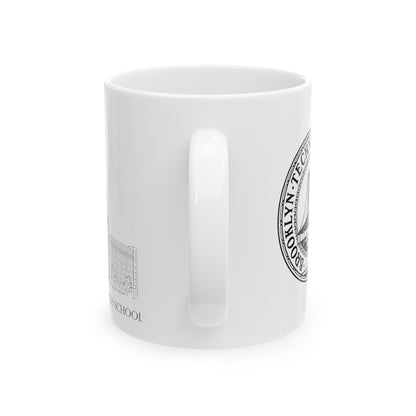 Tech Building - Ceramic Mug, (11oz, 15oz) - B&w
