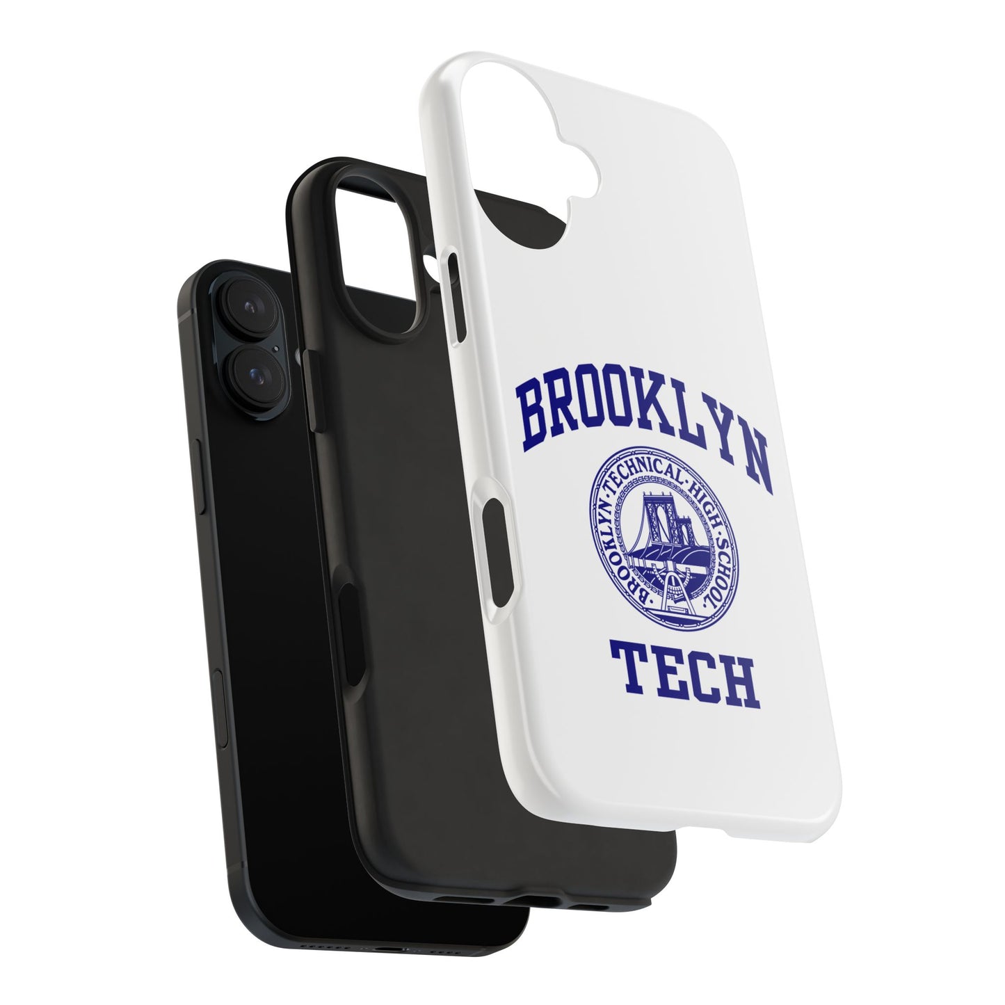 Brooklyn Tech Classic Logo - Tough Phone Cases - White with navy-blue graphic