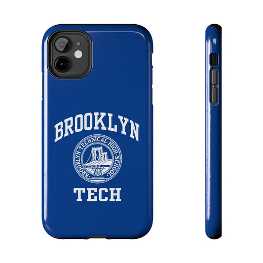 Brooklyn Tech Classic Logo - Tough Phone Cases - Navy blue with white graphics