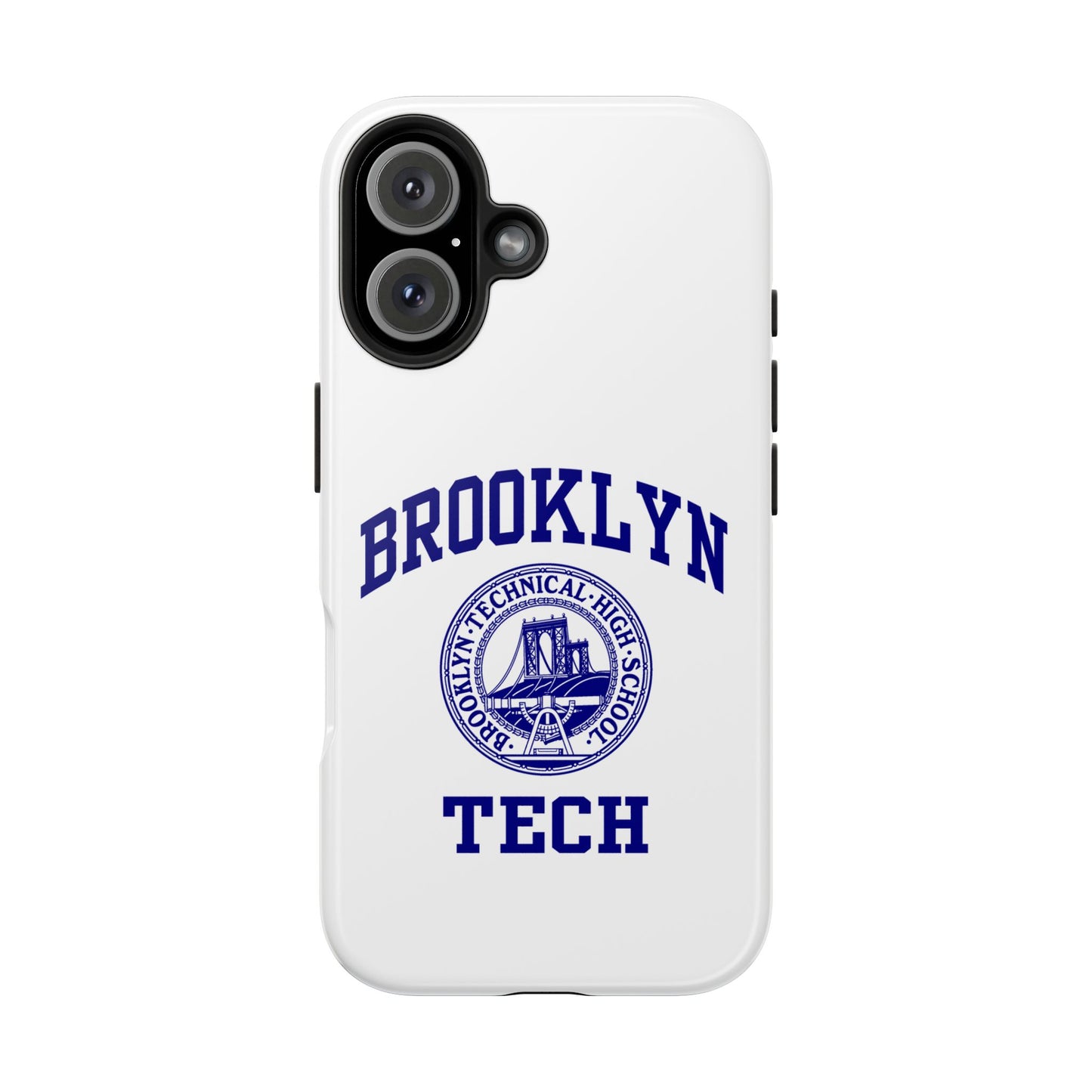 Brooklyn Tech Classic Logo - Tough Phone Cases - White with navy-blue graphic