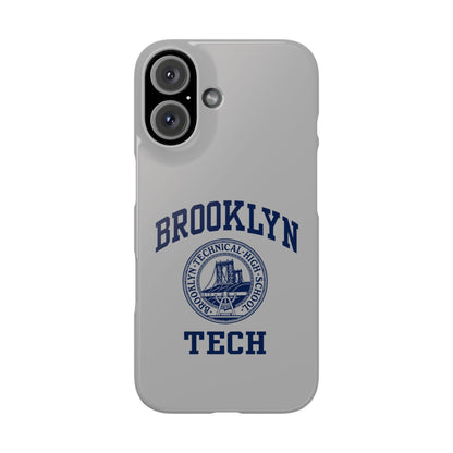 Brooklyn Tech Slim Phone Case - Grey with Navy-Blue Logo