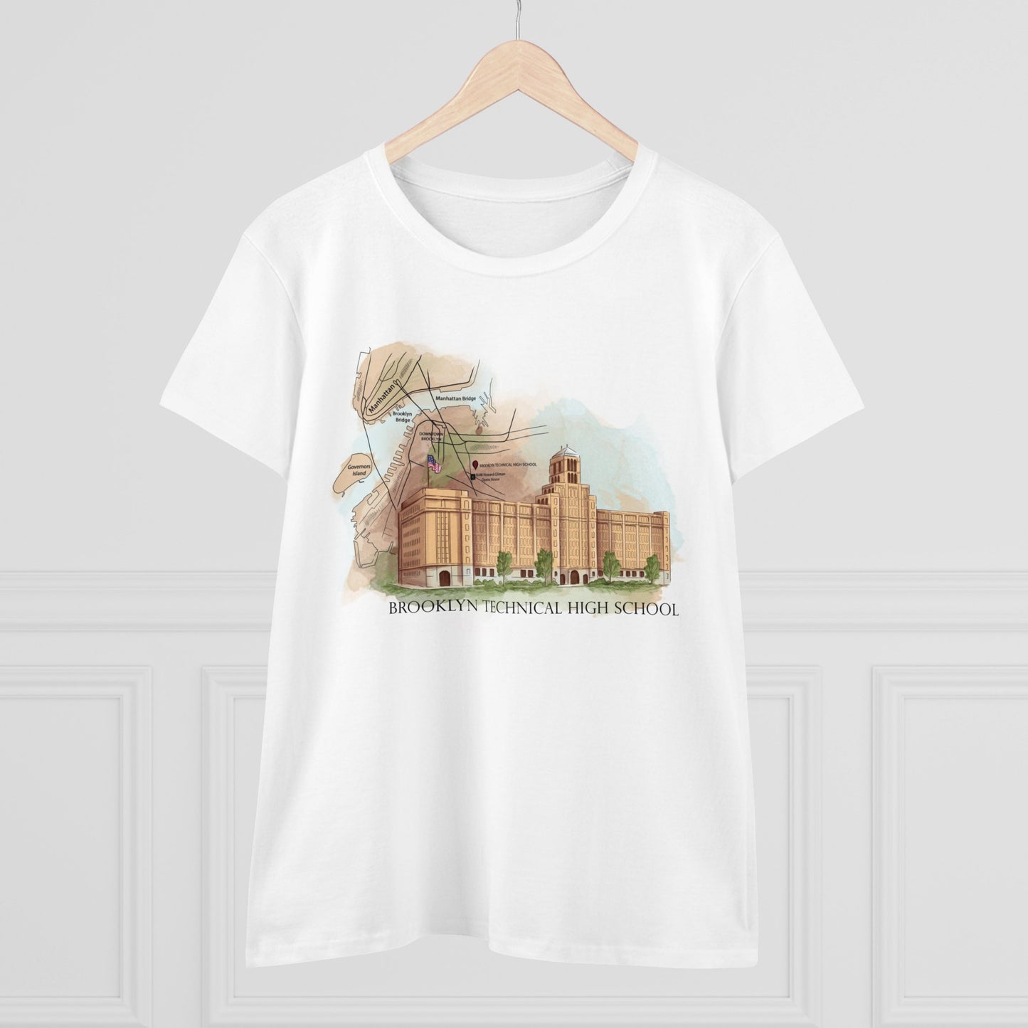 Boutique - Color Building & Map -  Ladies Midweight Cotton T-Shirt