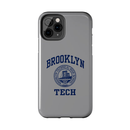 Classic Logo with Brooklyn Tech - Tough Phone Case - Grey with Navy-Blue graphics