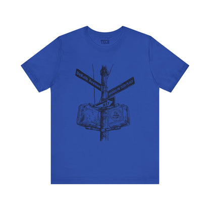 Boutique - DeKalb Ave & Brooklyn Tech Pl - Men's Jersey Short Sleeve T-Shirt - Black Graphic