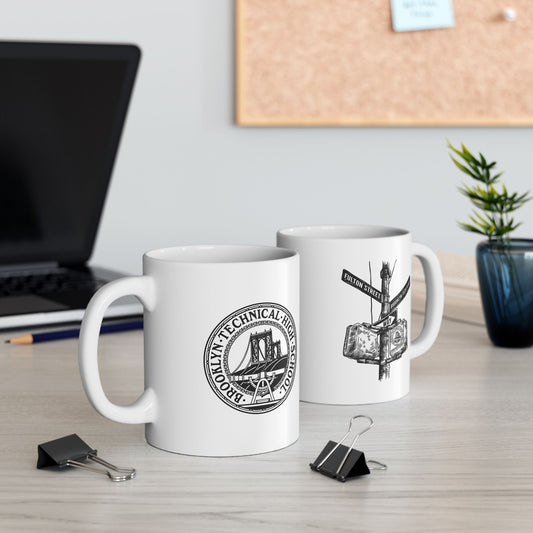 Fulton St & Brooklyn Tech Pl - Ceramic Mug, (11oz, 15oz) - B&w