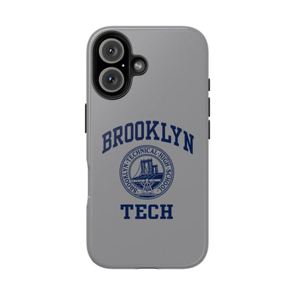 Classic Logo with Brooklyn Tech - Tough Phone Case - Grey with Navy-Blue graphics