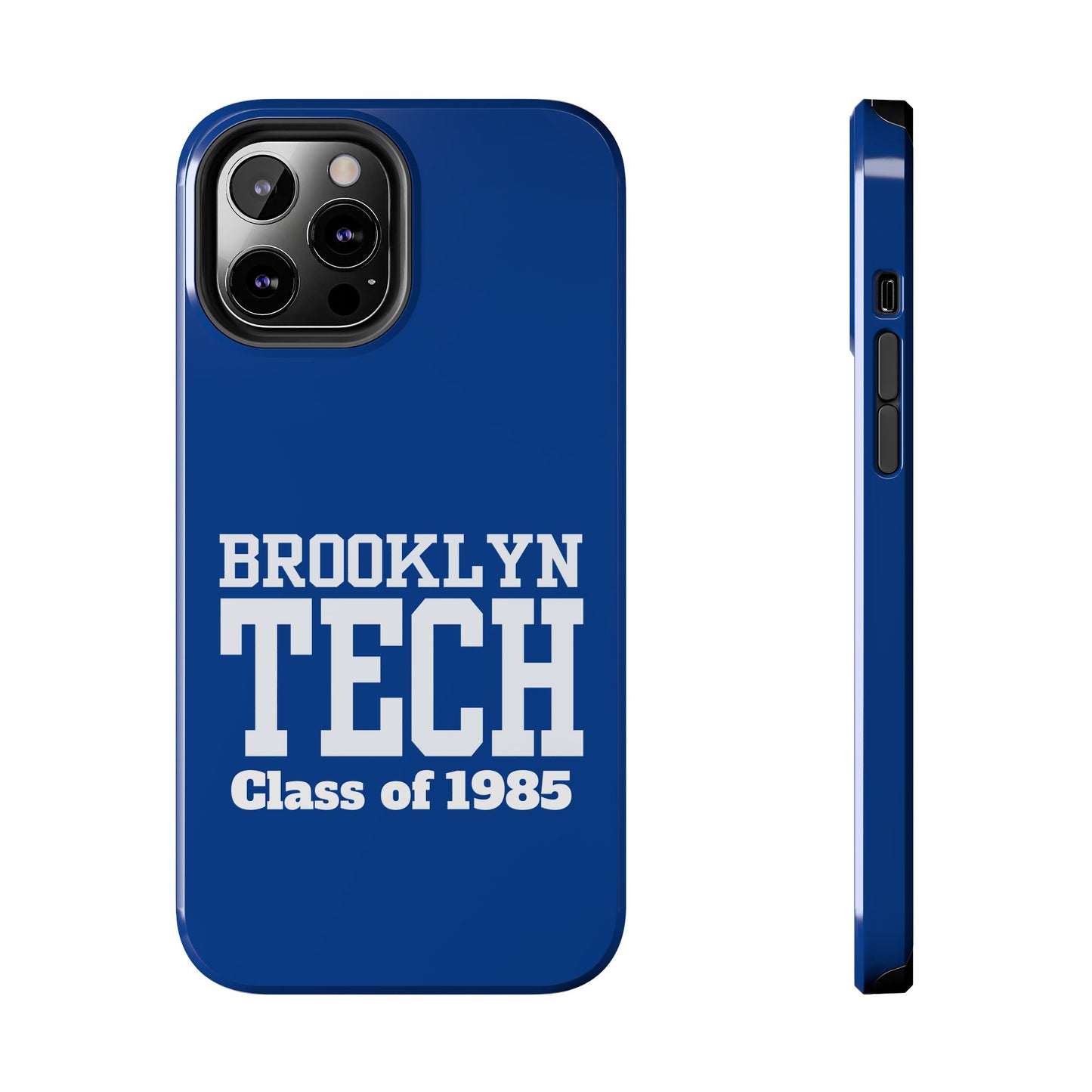 Brooklyn Tech Class Of 1985 Tough Phone Case - Navy-Blue With White Graphics
