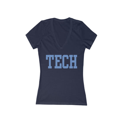 Tech - Classic Font - Ladies Deep V-Neck T-Shirt