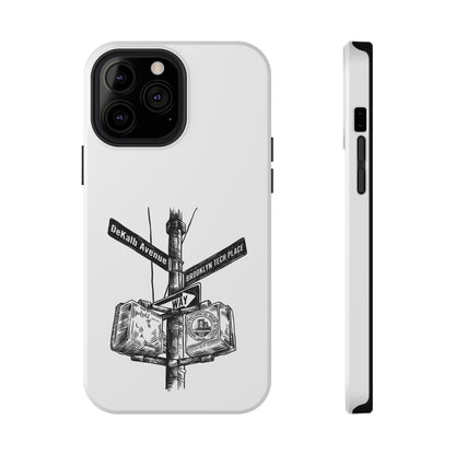 Dekalb Ave & Brooklyn Tech Pl (black graphic) - Impact-Resistant Phone Cases - White