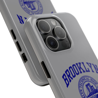 Brooklyn Tech Classic Logo - Tough Phone Case - Grey with Navy-Blue graphics