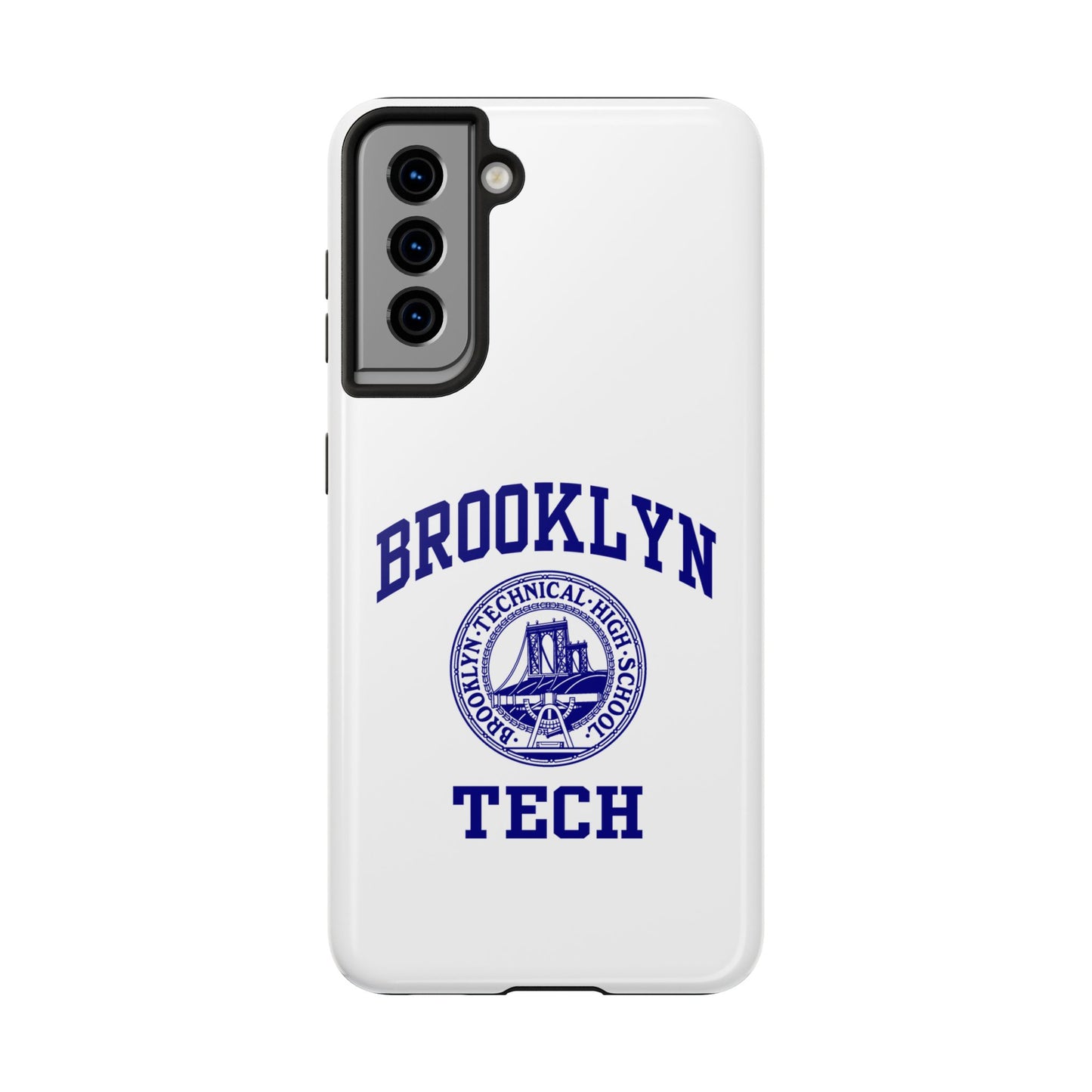 Brooklyn Tech Classic Logo - Tough Phone Cases - White with navy-blue graphic