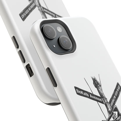 Dekalb Ave & Brooklyn Tech Pl (black graphic) - Impact-Resistant Phone Cases - White