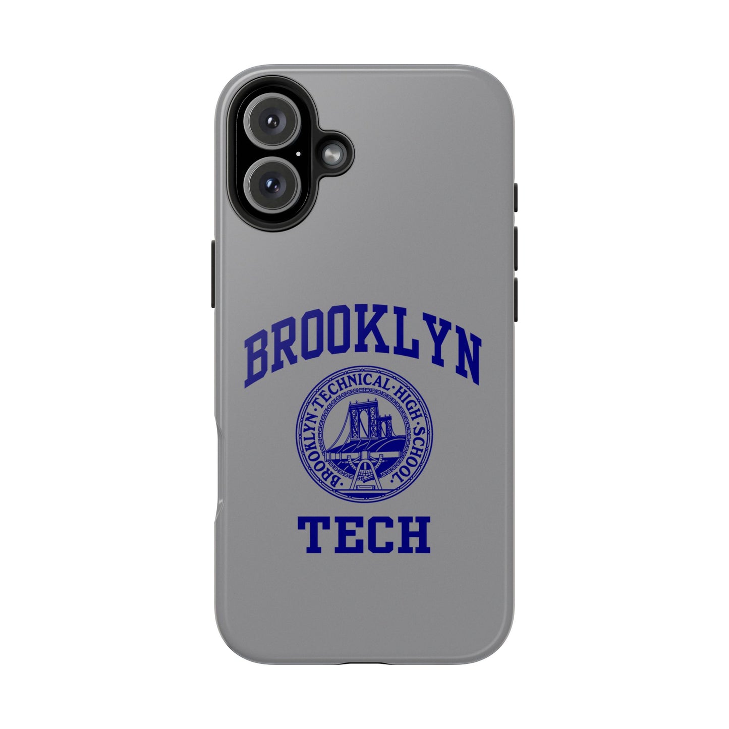 Brooklyn Tech Classic Logo - Tough Phone Case - Grey with Navy-Blue graphics