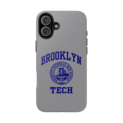 Brooklyn Tech Classic Logo - Tough Phone Case - Grey with Navy-Blue graphics