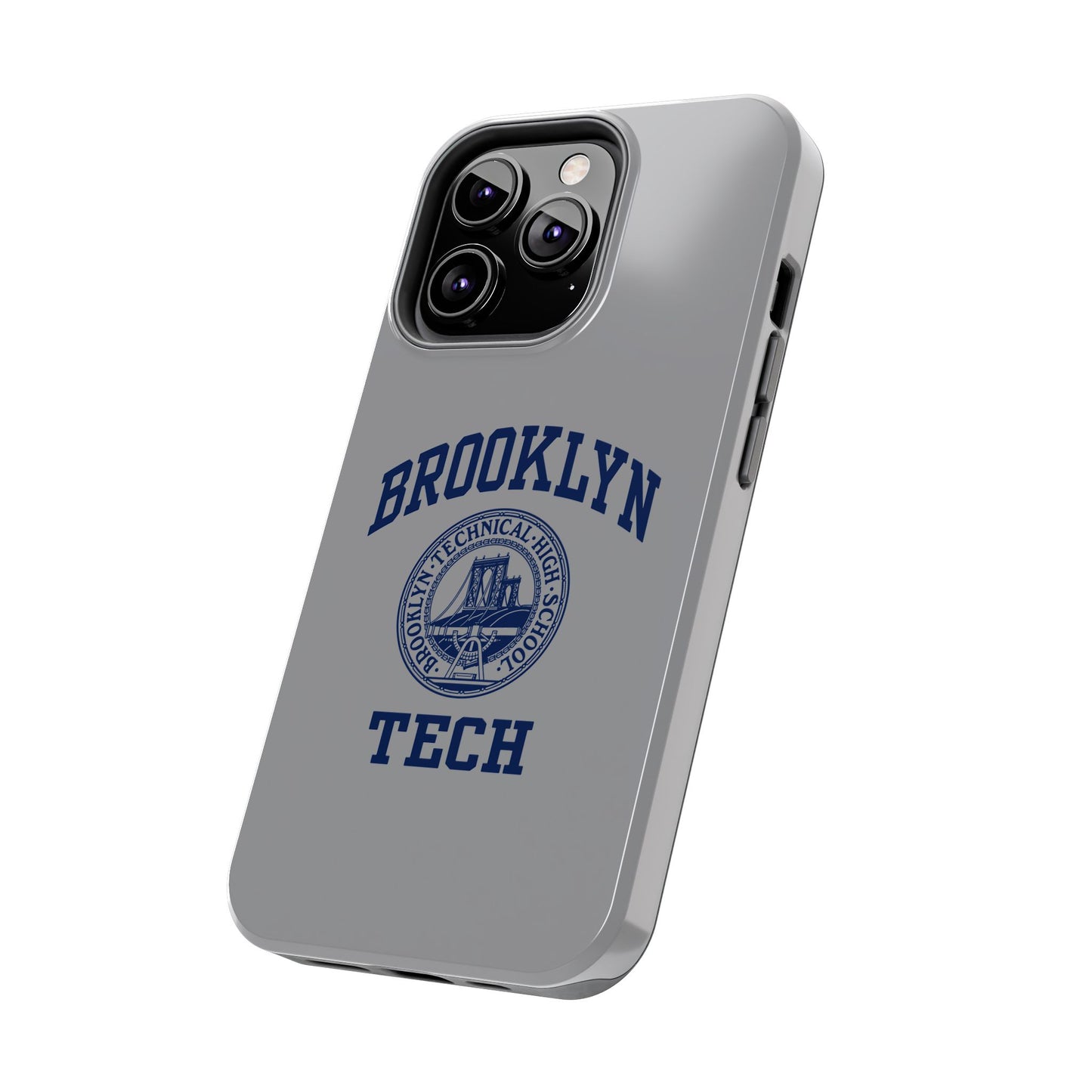 Classic Logo with Brooklyn Tech - Tough Phone Case - Grey with Navy-Blue graphics