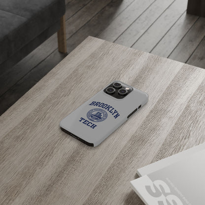 Brooklyn Tech Slim Phone Case - Grey with Navy-Blue Logo
