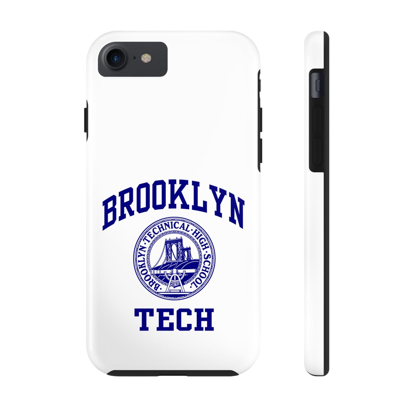 Brooklyn Tech Classic Logo - Tough Phone Cases - White With Navy-Blue Graphic