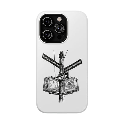 Dekalb Ave & Brooklyn Tech Pl (black graphic) - Impact-Resistant Phone Cases - White