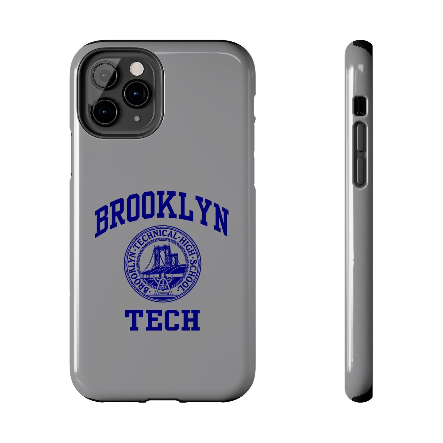 Brooklyn Tech Classic Logo - Tough Phone Case - Grey with Navy-Blue graphics