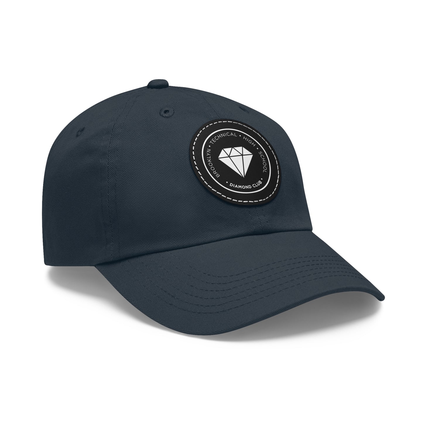 Diamond Club Logo - Hat With Circular Leather Patch - White